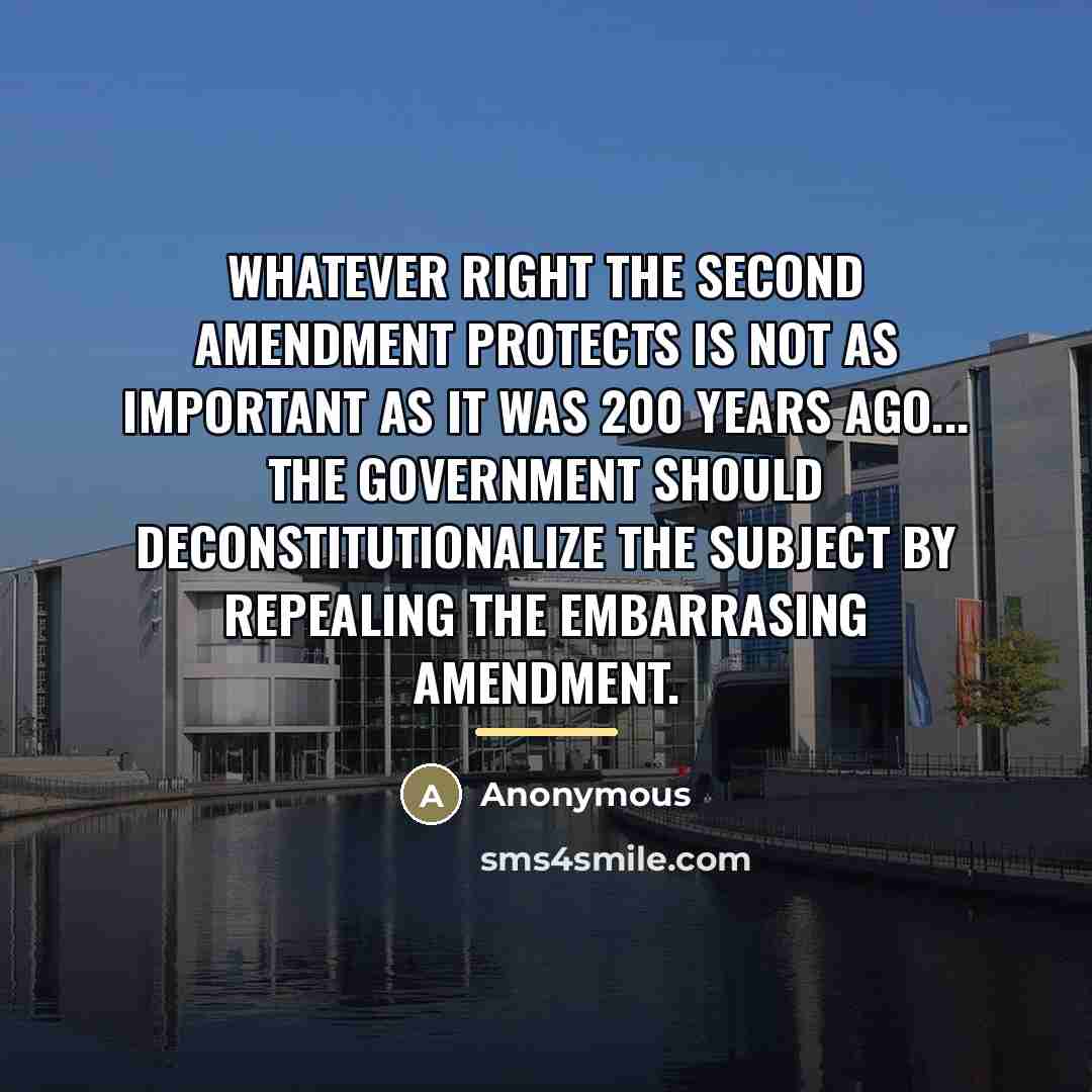 “Whatever right the Second Amendment protects is not as important…” quote by Anonymous