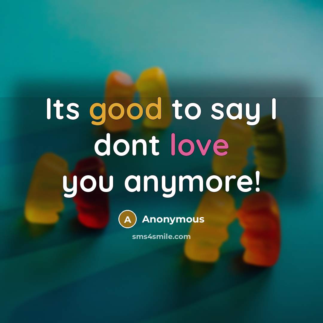 “Its good to say I dont love you anymore!” quote by Anonymous