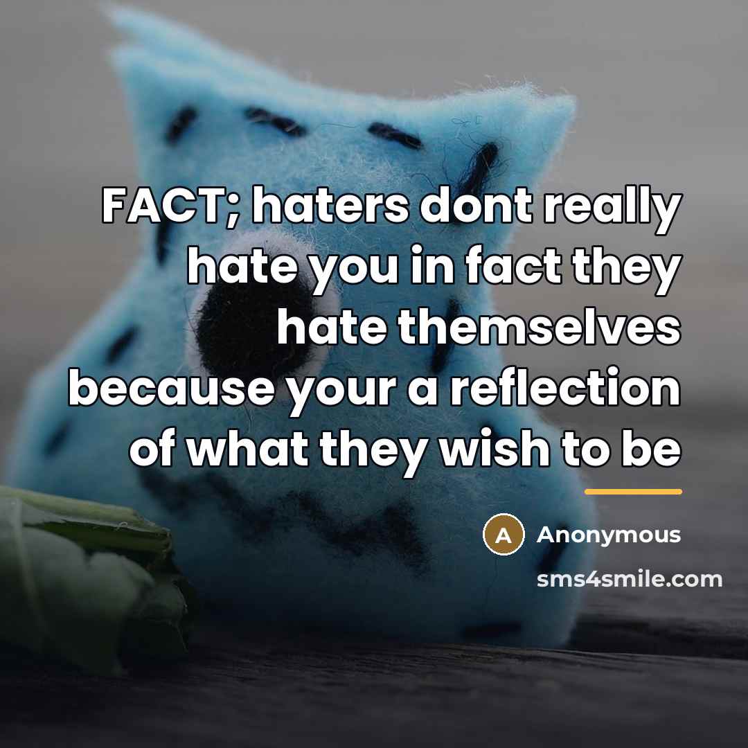 “FACT; haters dont really hate you in fact they hate…” quote by Anonymous