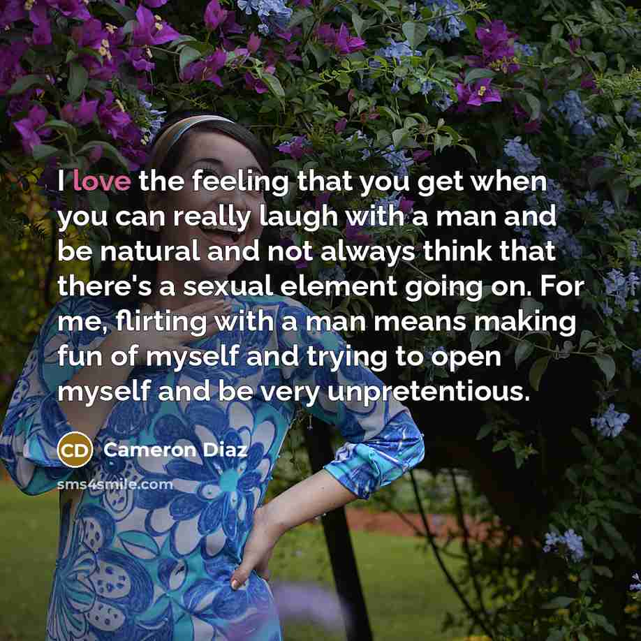“I love the feeling that you get when you can…” quote by Cameron Diaz