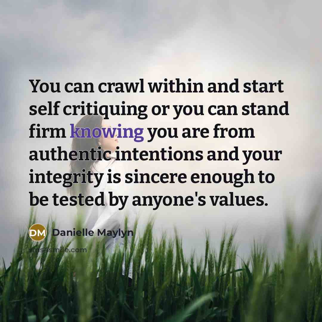 “You can crawl within and start self critiquing or you…” quote by Danielle Maylyn