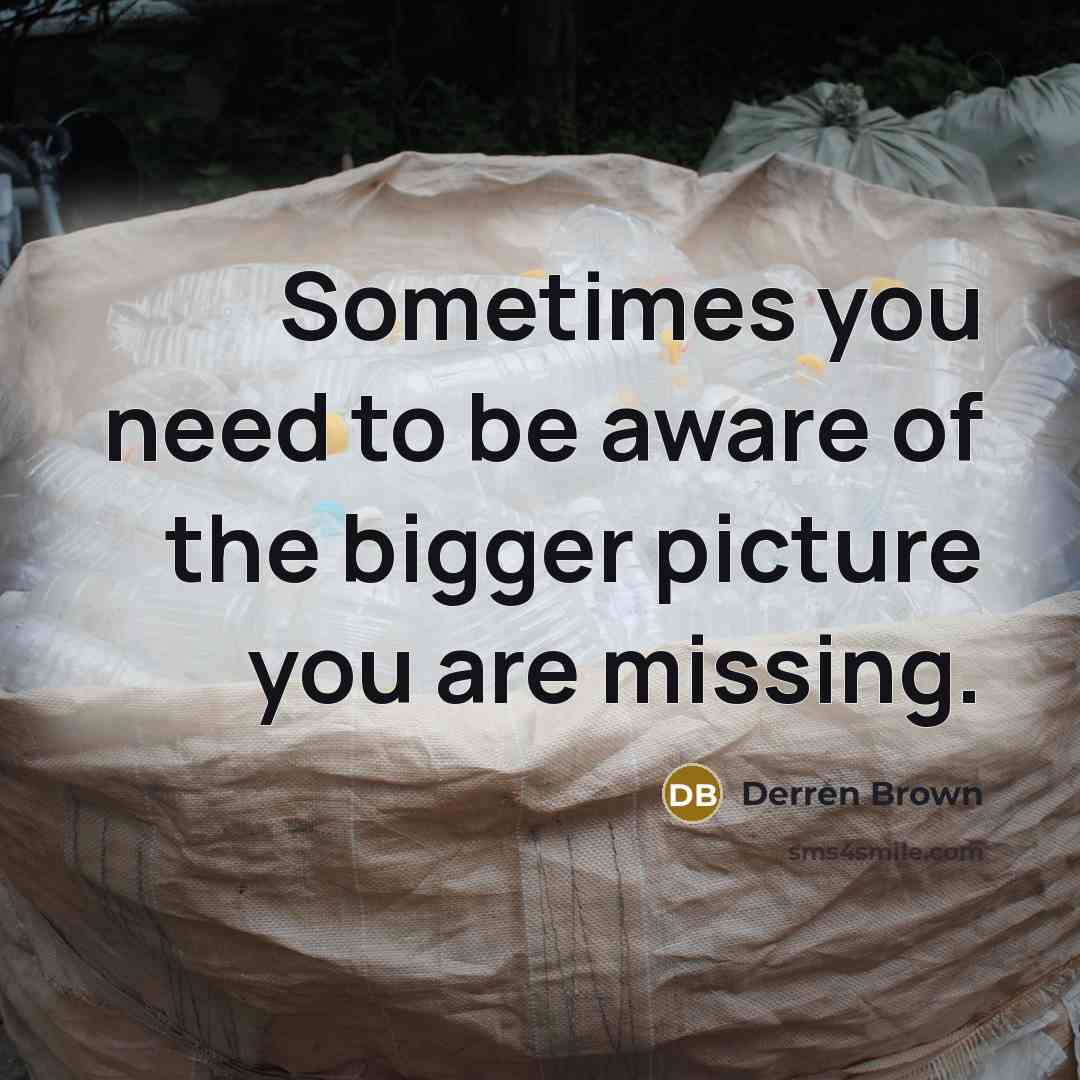 “Sometimes you need to be aware of the bigger picture…” quote by Derren Brown
