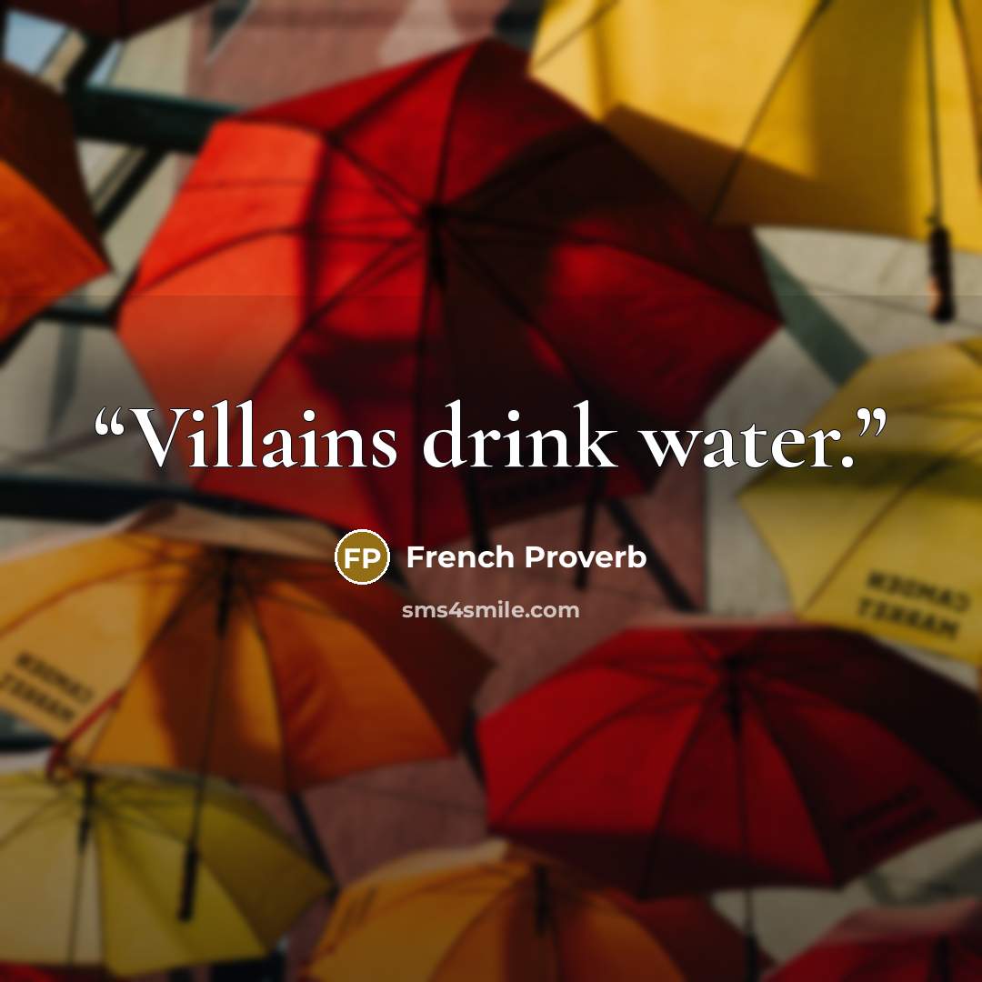 “Villains drink water.” quote by French proverb