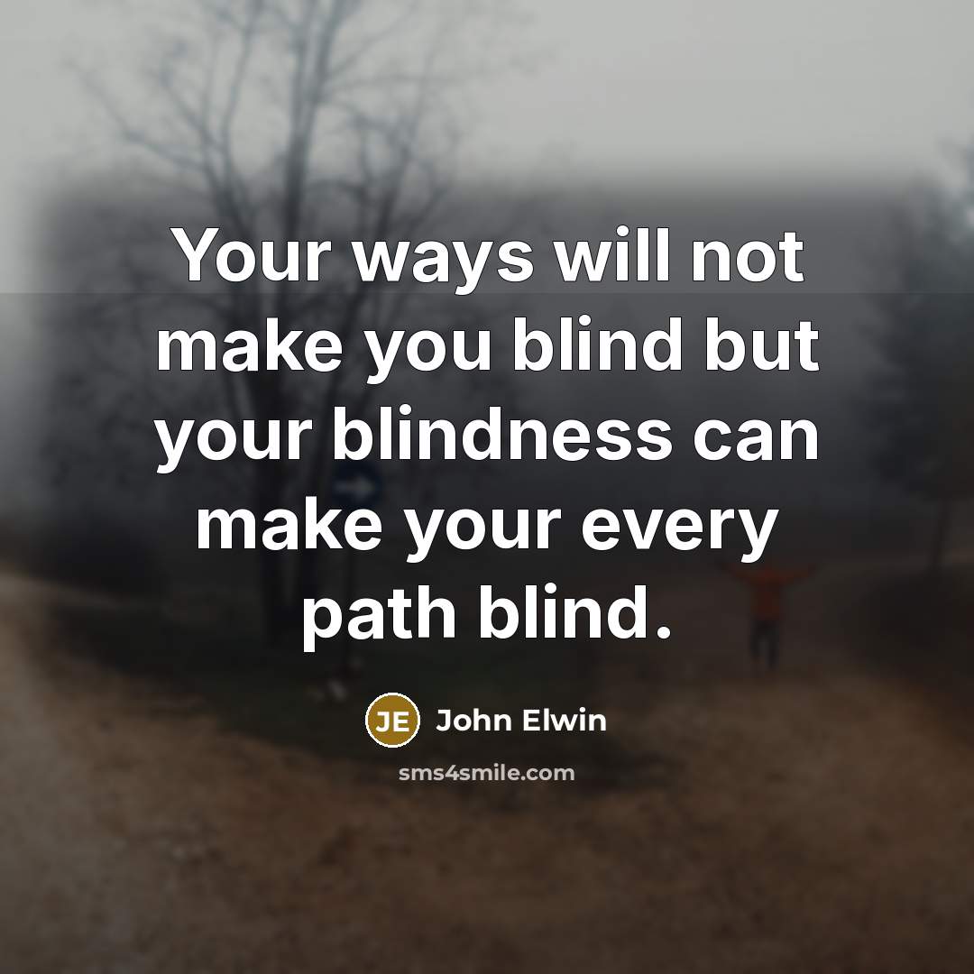 “Your ways will not make you blind but your blindness…” quote by John Elwin