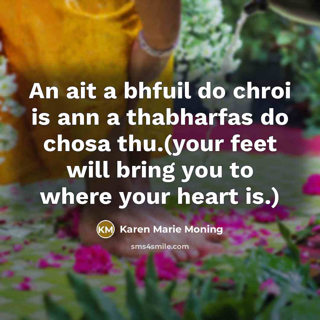 “An ait a bhfuil do chroi is ann a thabharfas…” quote by Karen Marie Moning