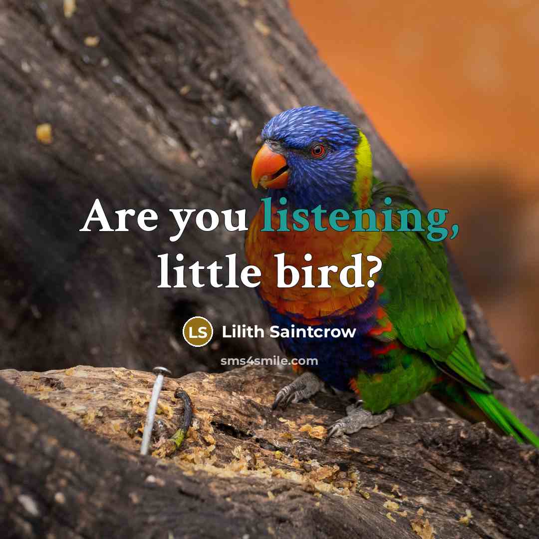 “Are you listening, little bird?…” quote by Lilith Saintcrow