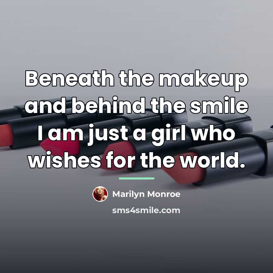 “Beneath the makeup and behind the smile I am just…” quote by Marilyn Monroe