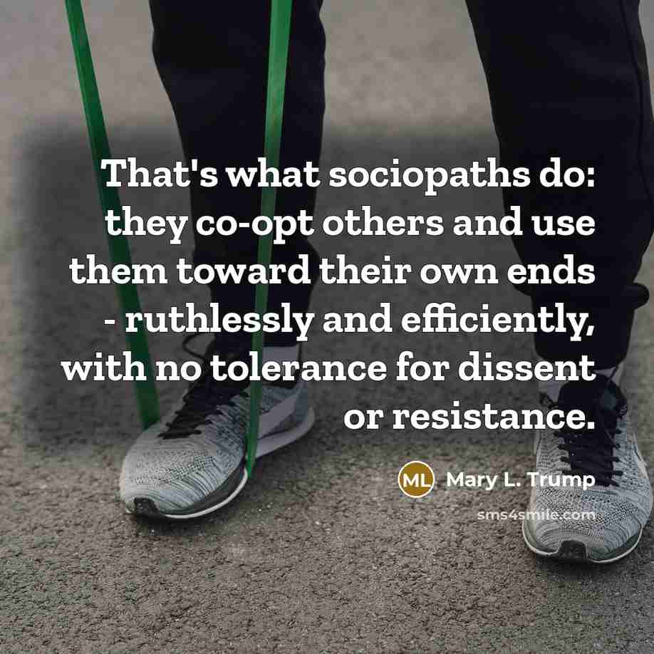 “That's what sociopaths do: they co-opt others and use them…” quote by Mary L. Trump