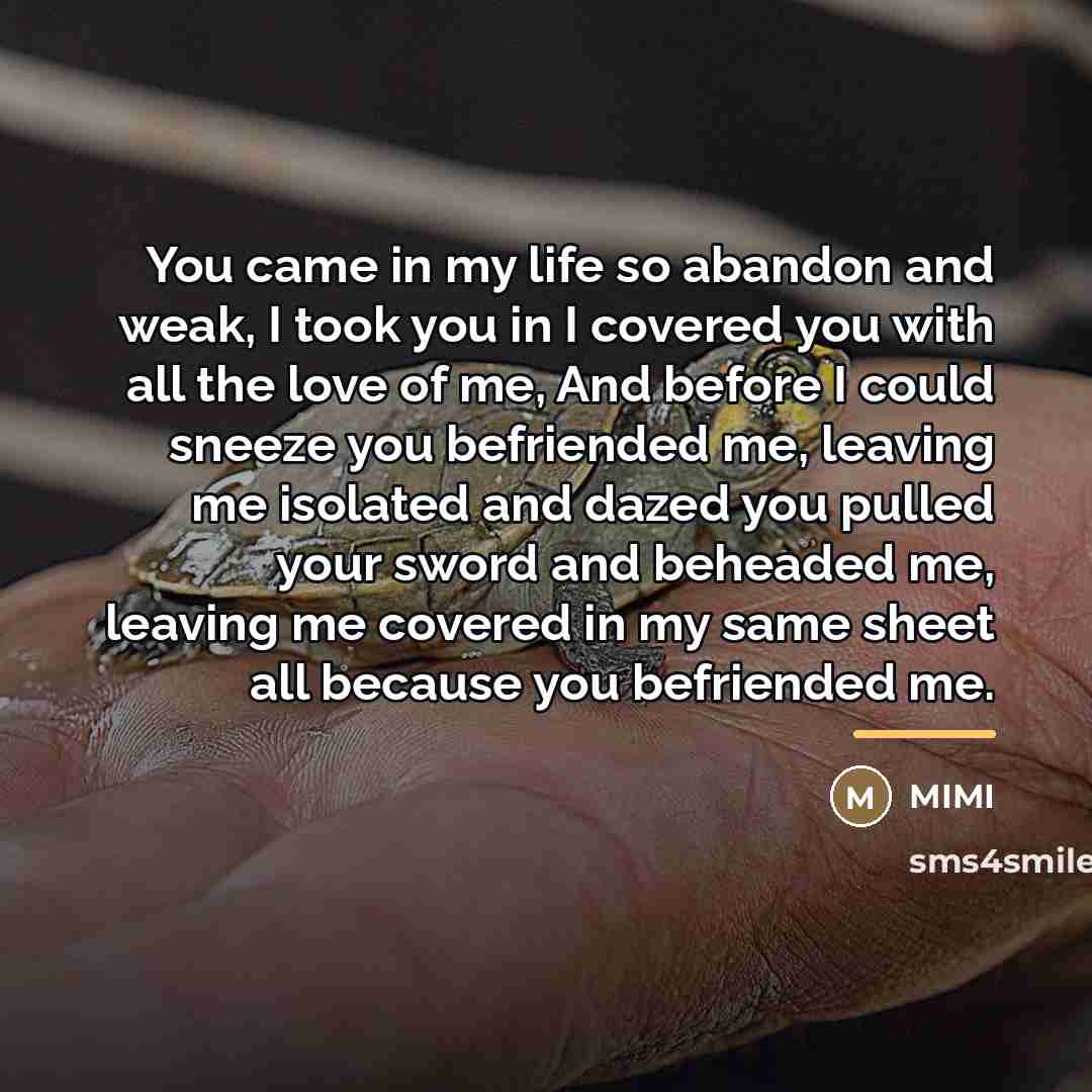 “You came in my life so abandon and weak, I…” quote by MIMI