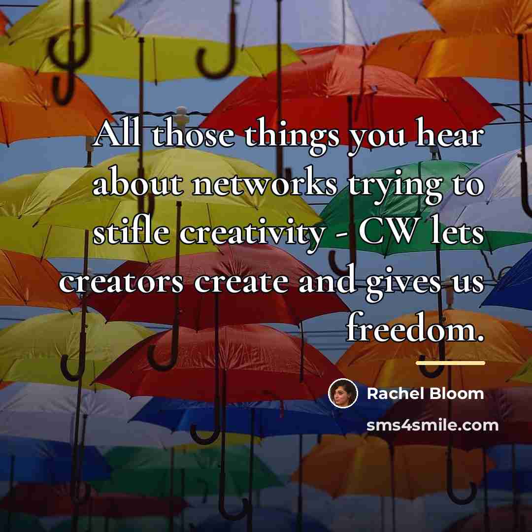 “All those things you hear about networks trying to stifle…” quote by Rachel Bloom