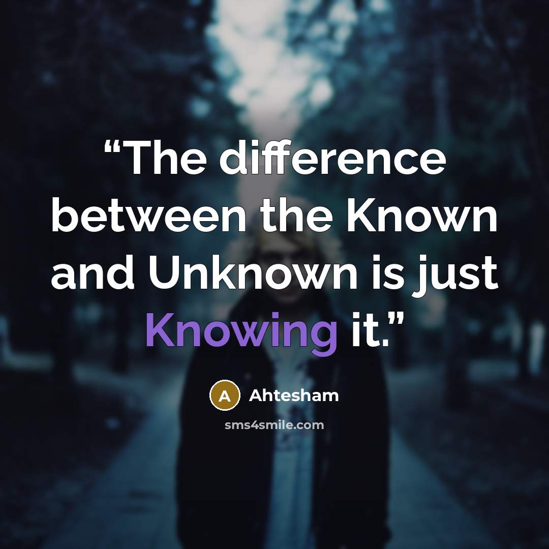 “The difference between the Known and Unknown is just Knowing it.” quote by Ahtesham