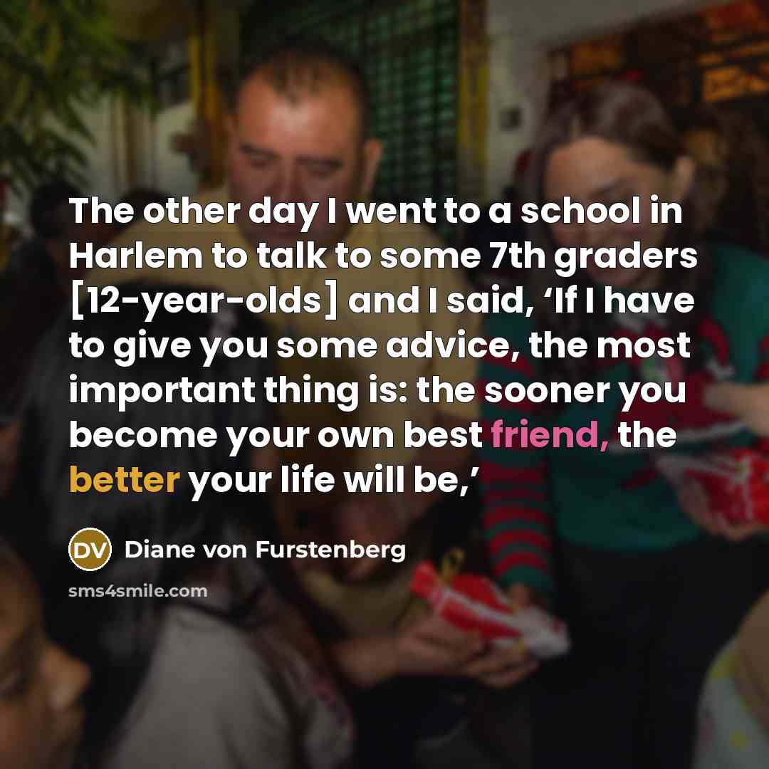 “The other day I went to a school in Harlem…” quote by Diane von Furstenberg