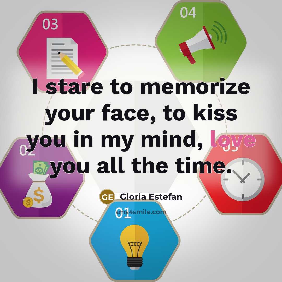 “I stare to memorize your face, to kiss you in…” quote by Gloria Estefan