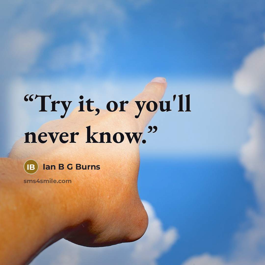 “Try it, or you'll never know.” quote by Ian B G Burns