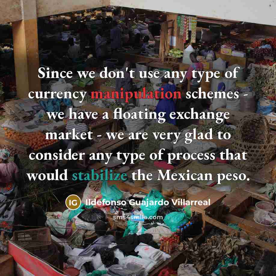 “Since we don't use any type of currency manipulation schemes…” quote by Ildefonso Guajardo Villarreal