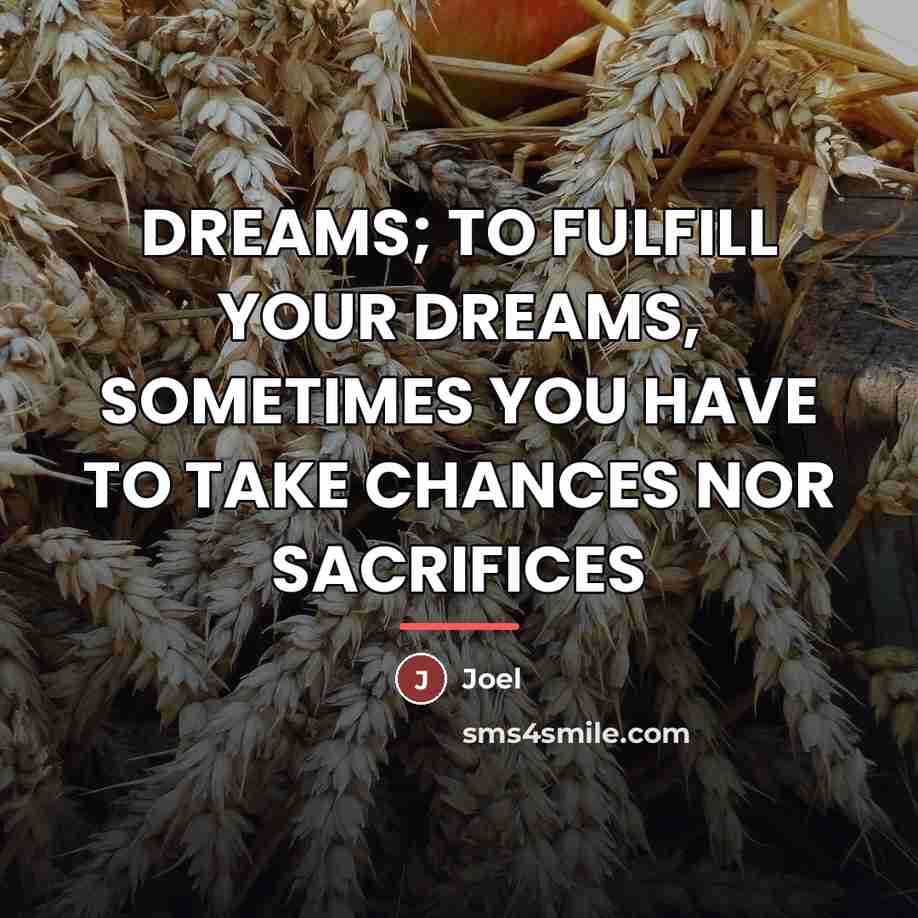 “DREAMS; TO FULFILL YOUR DREAMS, SOMETIMES YOU HAVE TO TAKE…” quote by JOEL