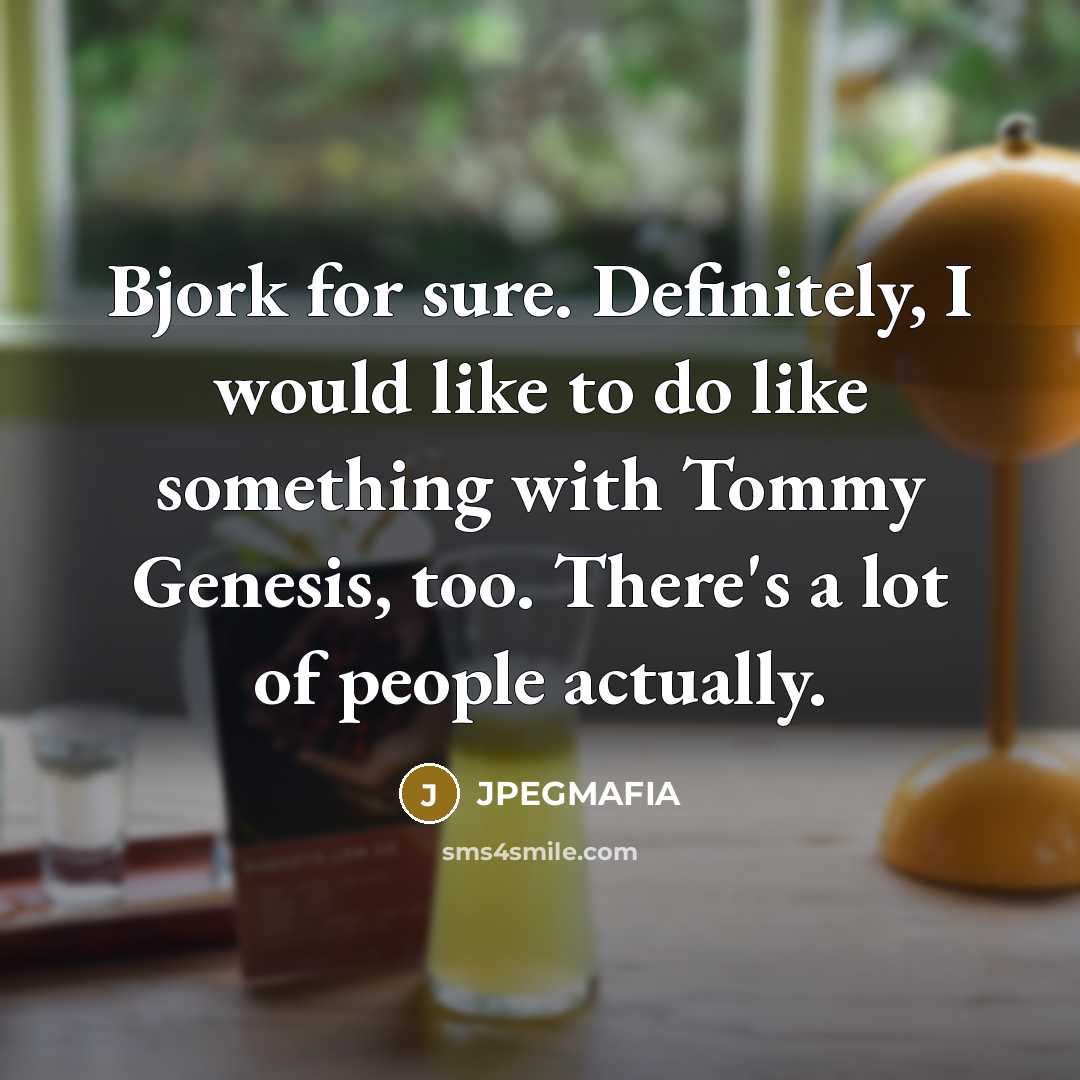 “Bjork for sure. Definitely, I would like to do like…” quote by JPEGMAFIA