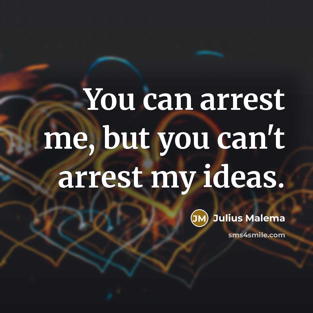“You can arrest me, but you can't arrest my ideas.” quote by Julius Malema