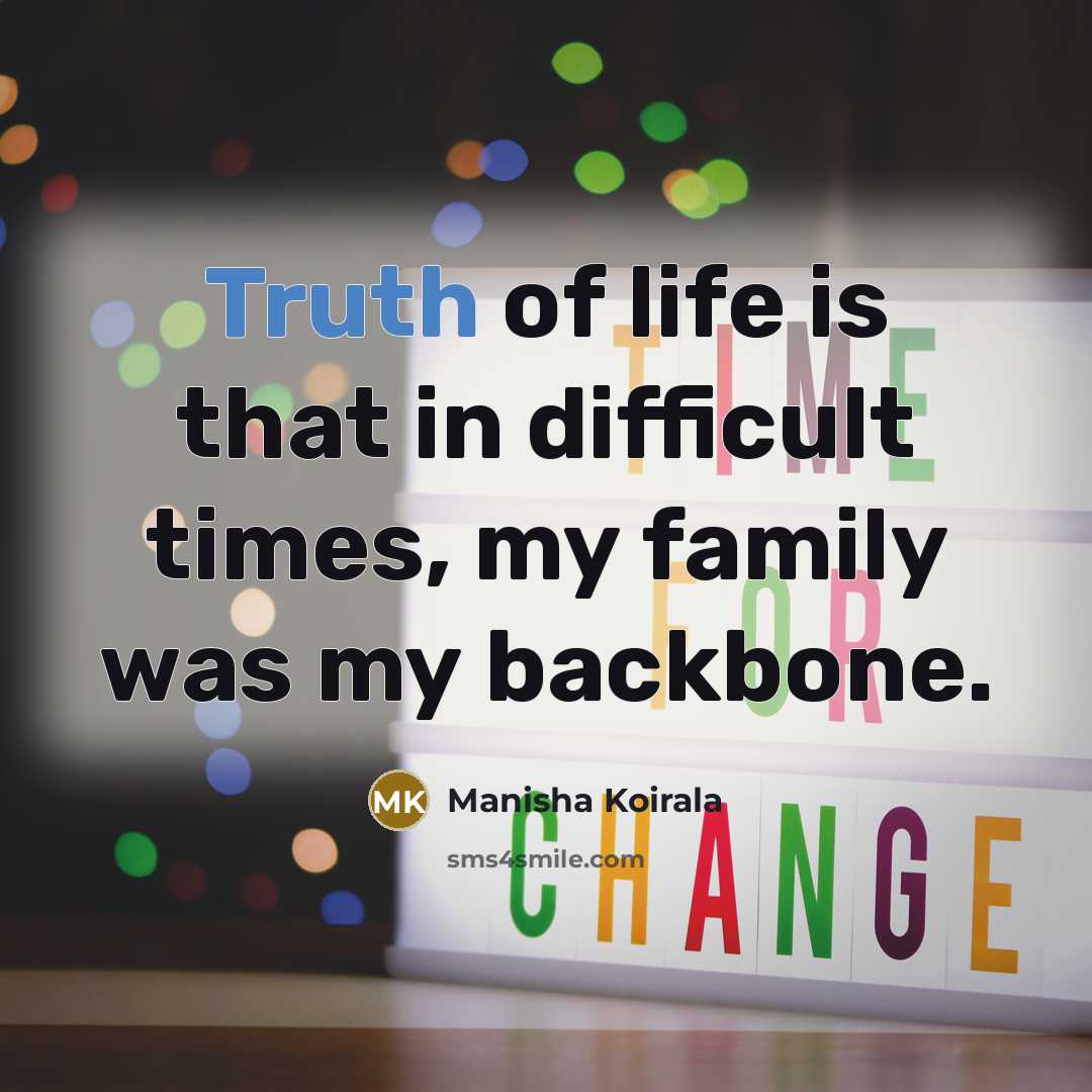 “Truth of life is that in difficult times, my family…” quote by Manisha Koirala