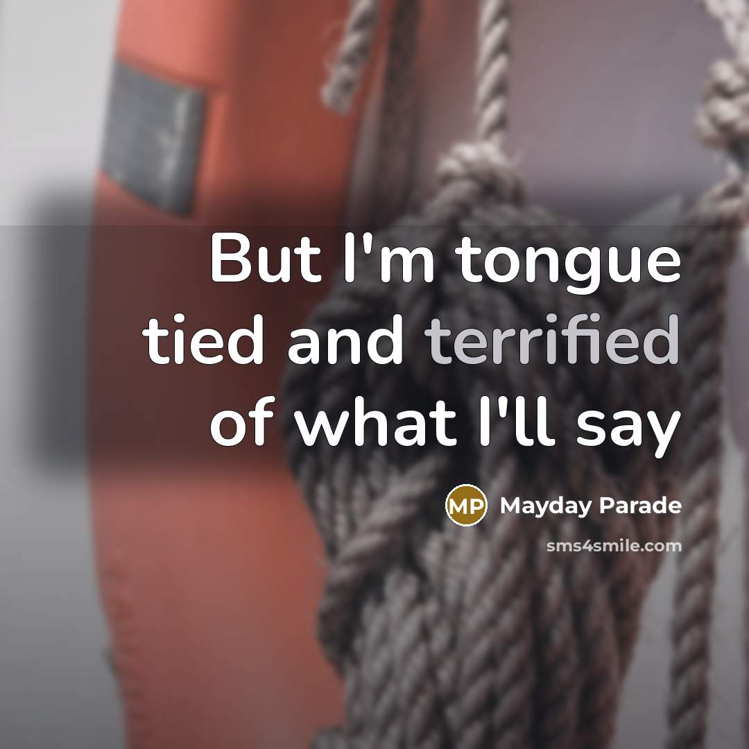 “But I'm tongue tied and terrified of what I'll say…” quote by Mayday Parade