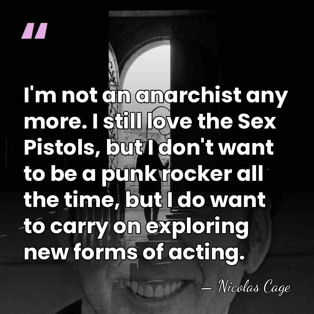 I'm not an anarchist any more. I still love the Sex Pistols,&hellip; - Nicolas Cage