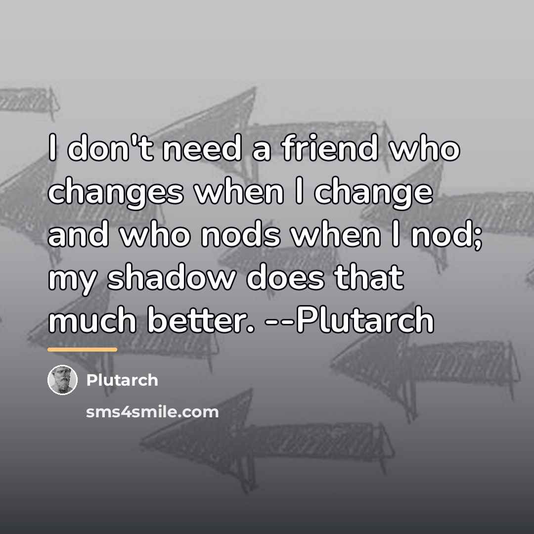 “I don't need a friend who changes when I change…” quote by Plutarch