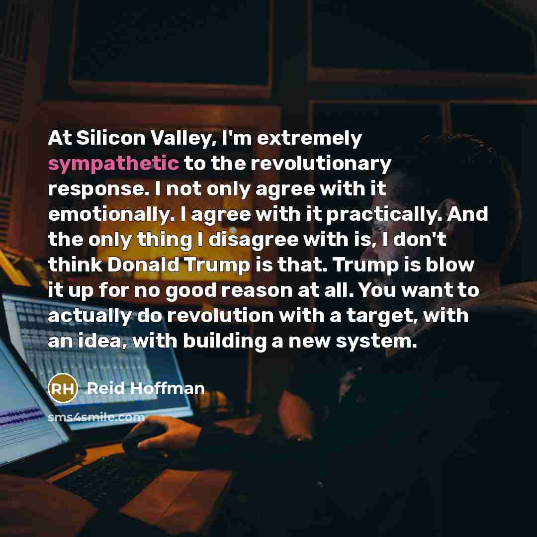 “At Silicon Valley, I'm extremely sympathetic to the revolutionary response.…” quote by Reid Hoffman