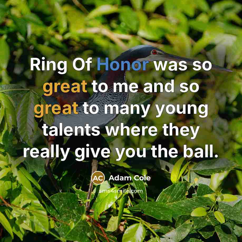 “Ring Of Honor was so great to me and so…” quote by Adam Cole