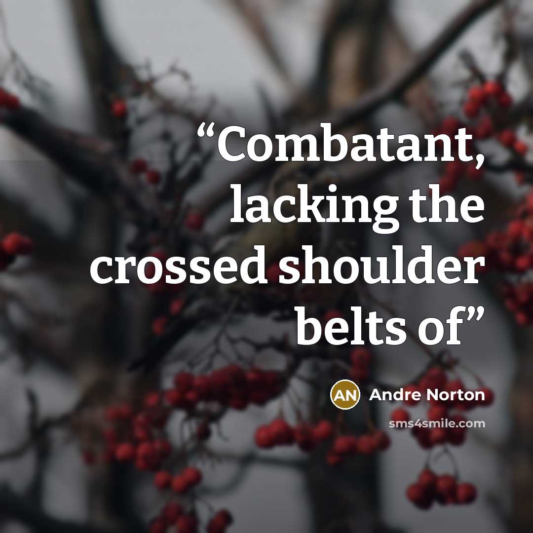 “Combatant, lacking the crossed shoulder belts of” quote by Andre Norton