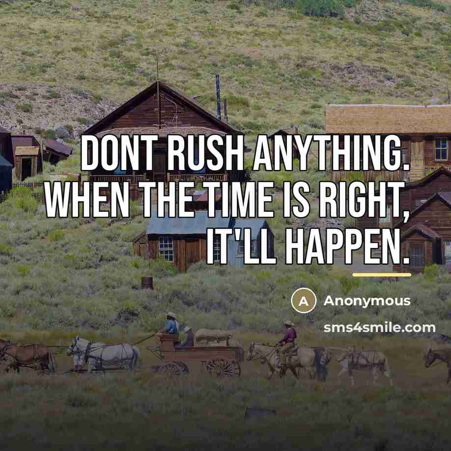 “Dont rush anything. When the time is right, it'll happen.…” quote by Anonymous