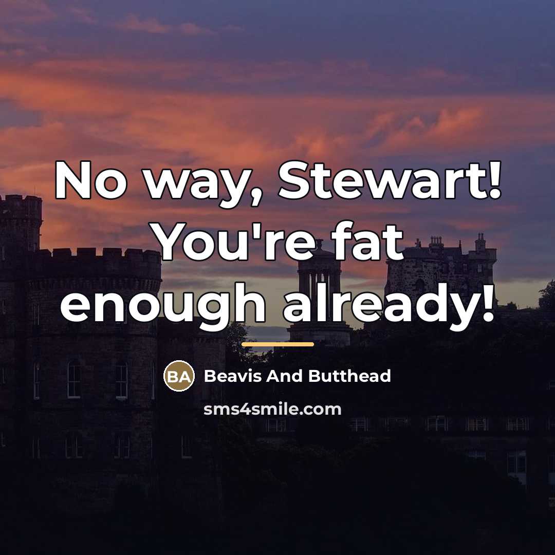“No way, Stewart! You're fat enough already!…” quote by Beavis And Butthead
