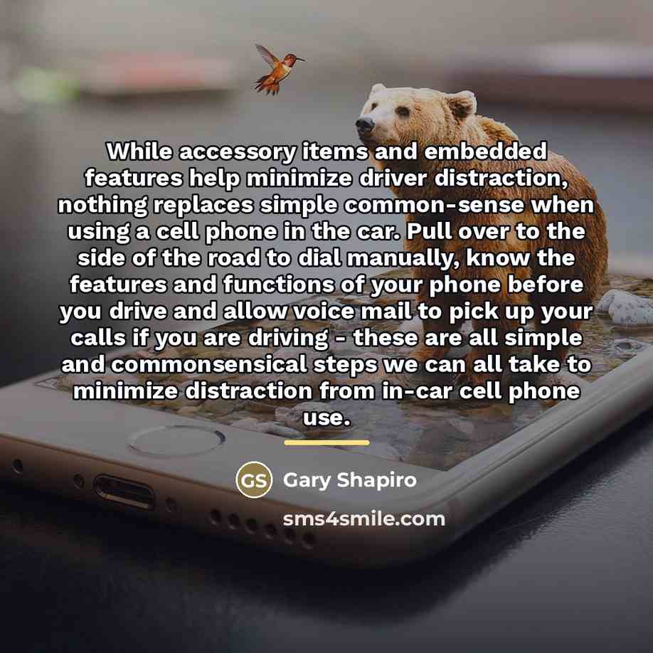 “While accessory items and embedded features help minimize driver distraction,…” quote by Gary Shapiro