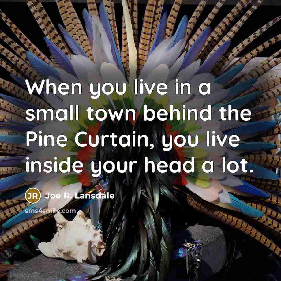 “When you live in a small town behind the Pine…” quote by Joe R. Lansdale