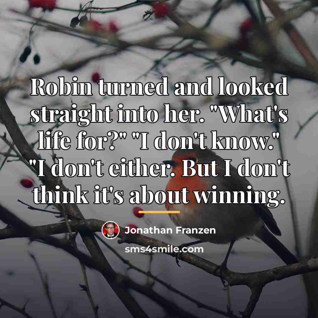 “Robin turned and looked straight into her. "What's life for?"…” quote by Jonathan Franzen