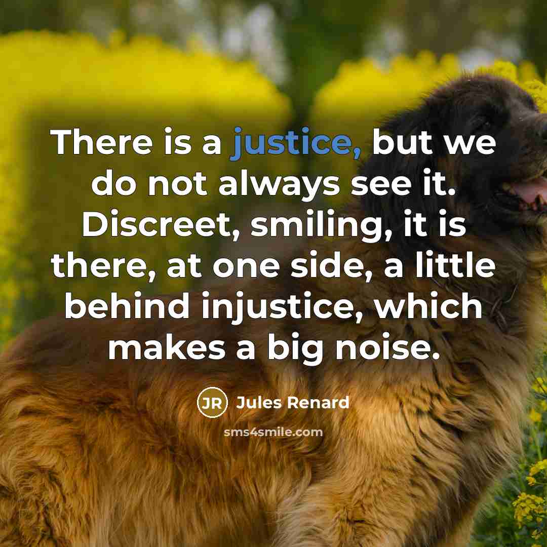 “There is a justice, but we do not always see…” quote by Jules Renard