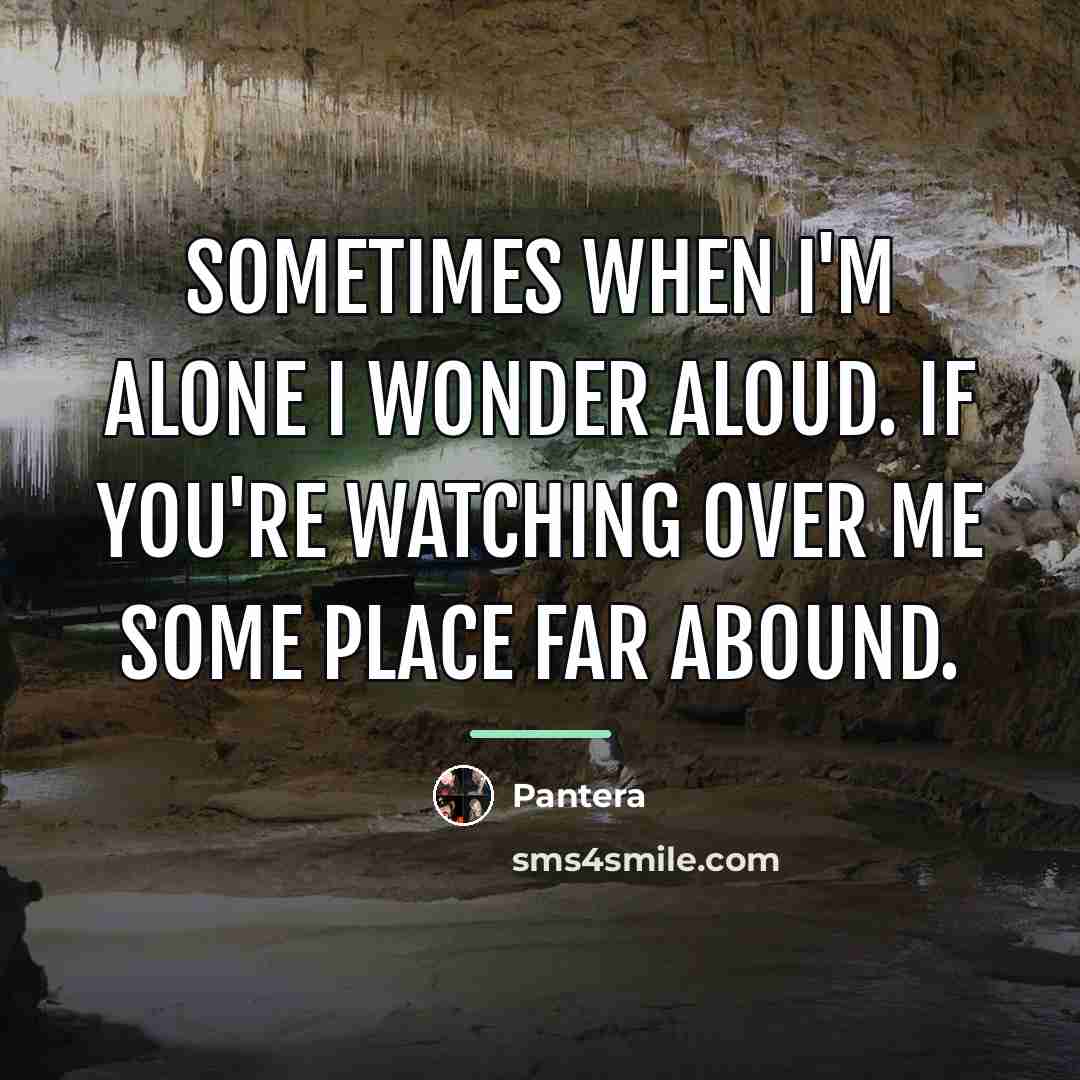 “Sometimes when I'm alone I wonder aloud. If you're watching…” quote by Pantera