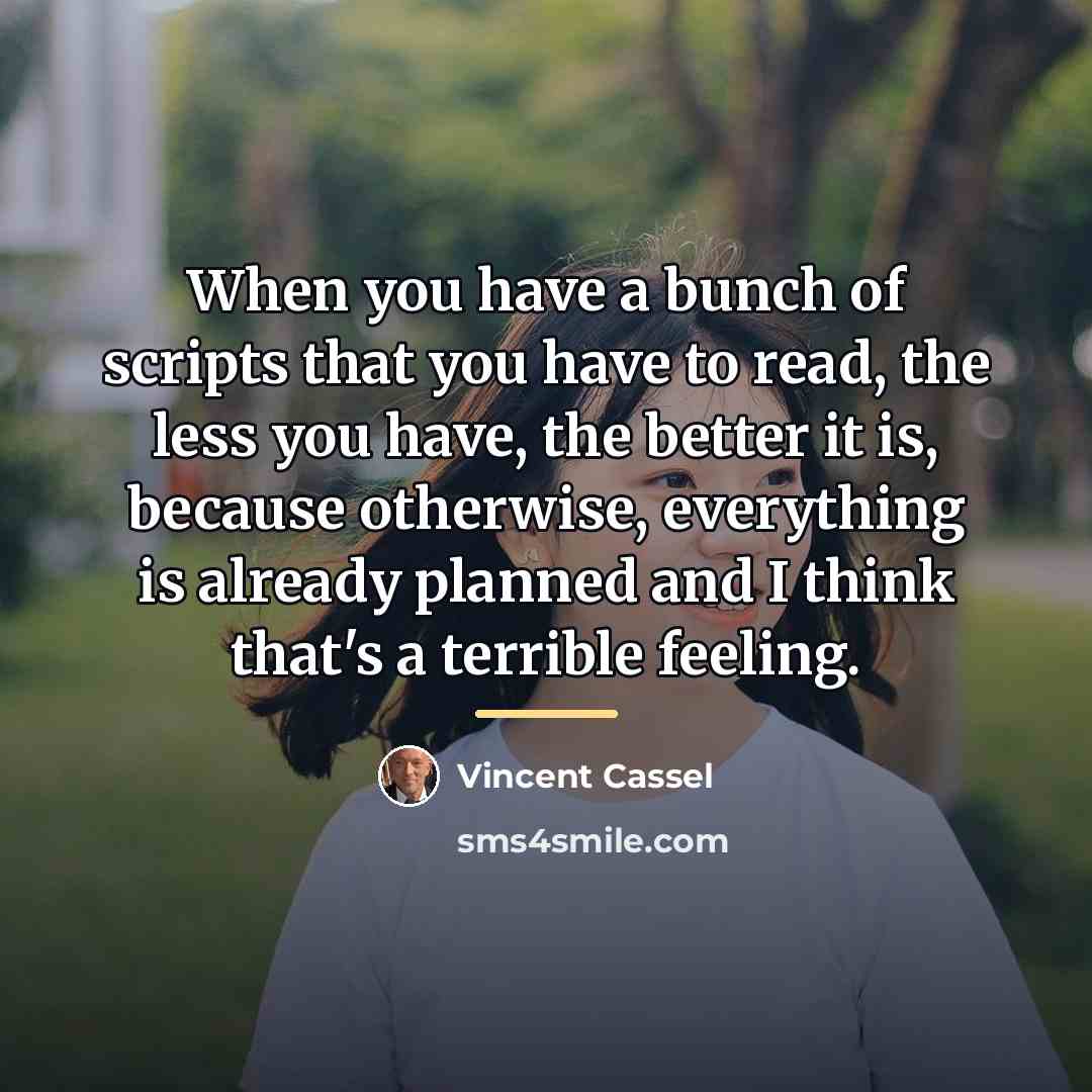 “When you have a bunch of scripts that you have…” quote by Vincent Cassel