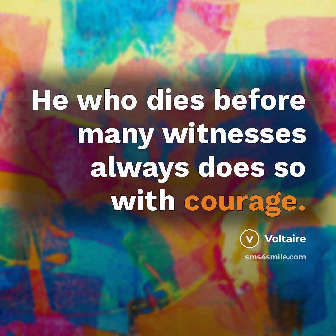 “He who dies before many witnesses always does so with…” quote by Voltaire
