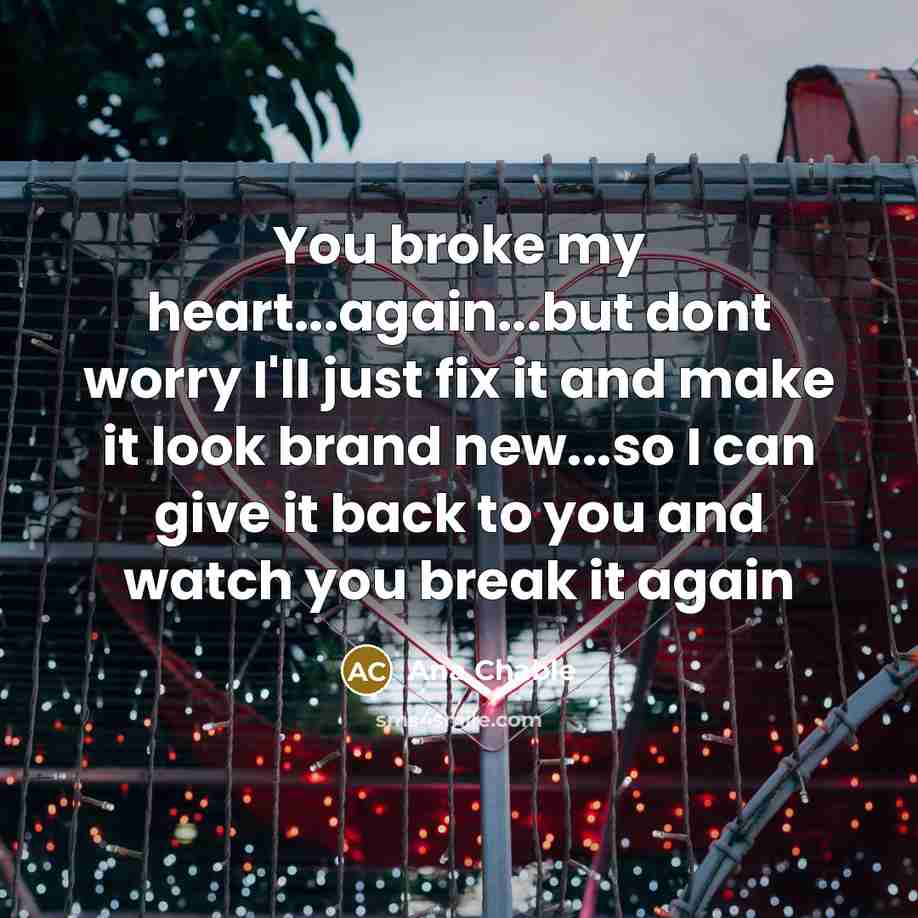 “You broke my heart...again...but dont worry I'll just fix it…” quote by Ana Chable