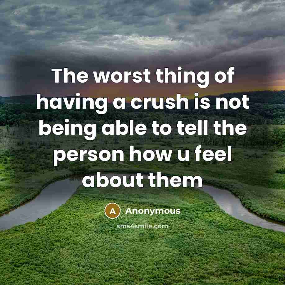 “The worst thing of having a crush is not being…” quote by Anonymous