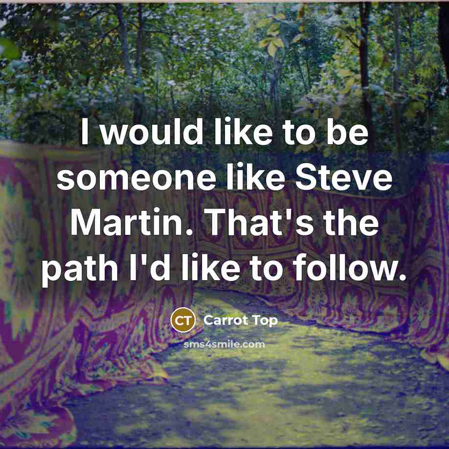 “I would like to be someone like Steve Martin. That's the path I'd like to follow.” quote by Carrot Top