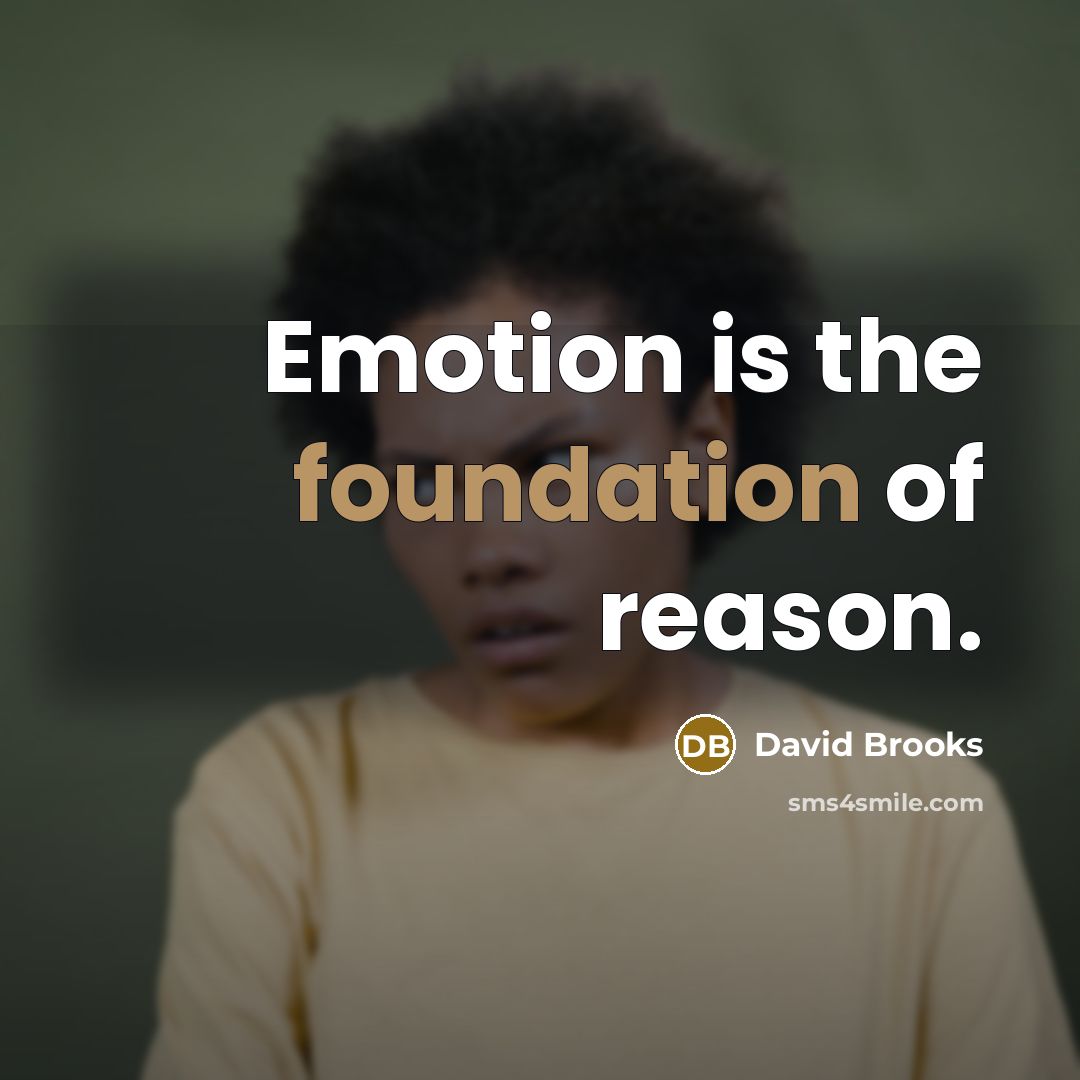 “Emotion is the foundation of reason.…” quote by David Brooks
