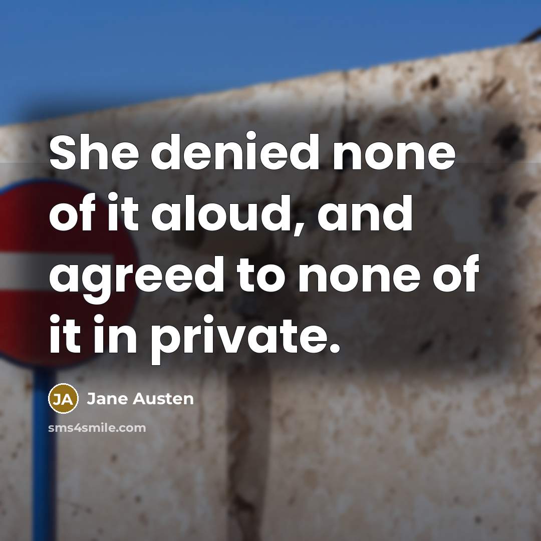 “She denied none of it aloud, and agreed to none…” quote by Jane Austen