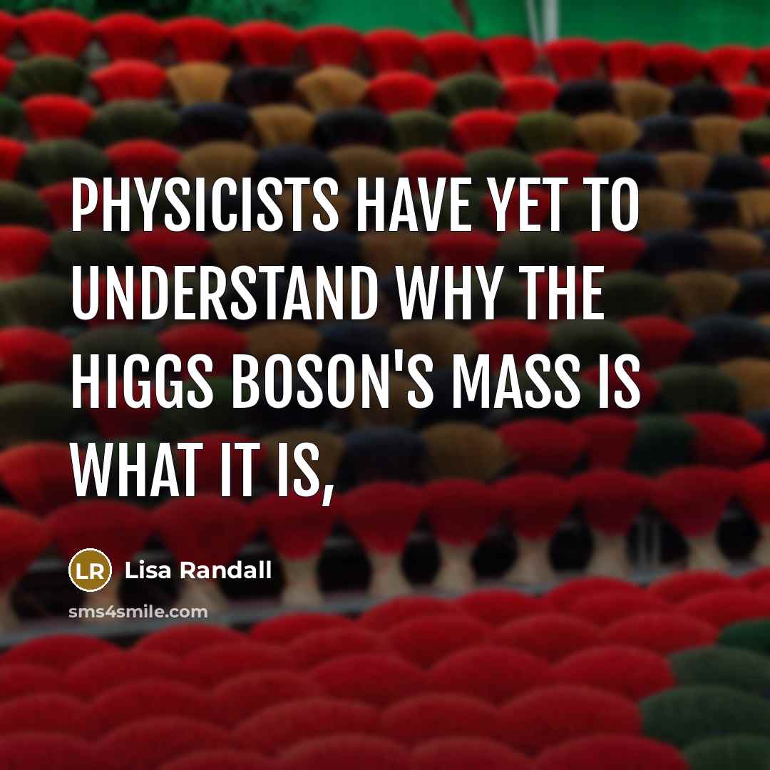 “Physicists have yet to understand why the Higgs boson's mass…” quote by Lisa Randall