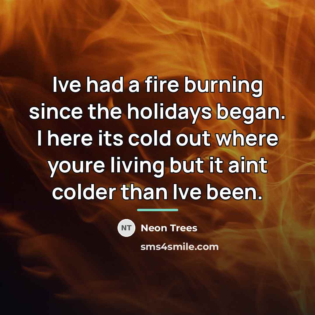 “Ive had a fire burning since the holidays began. I…” quote by Neon Trees