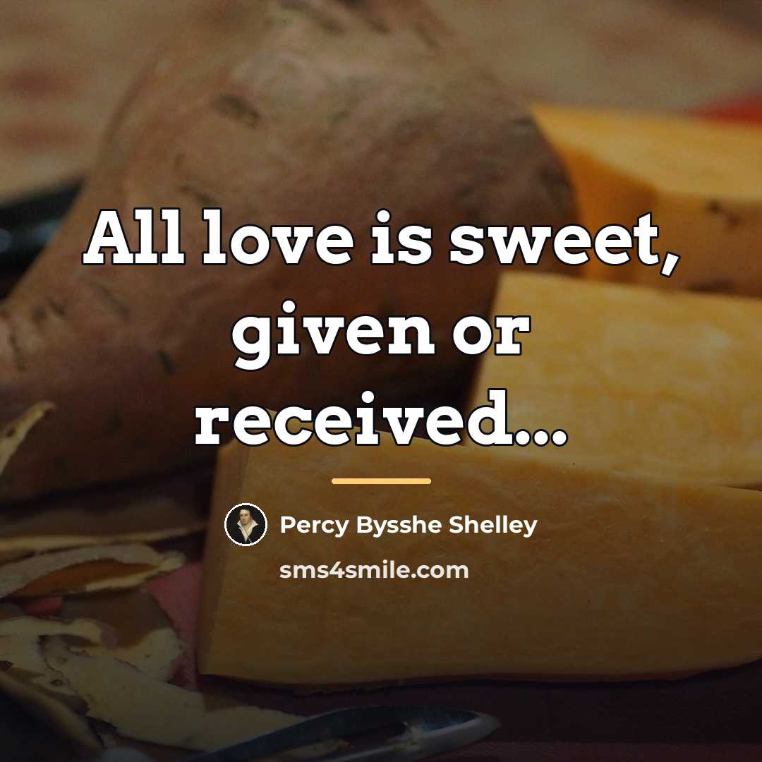 “All love is sweet, given or received...…” quote by Percy Bysshe Shelley