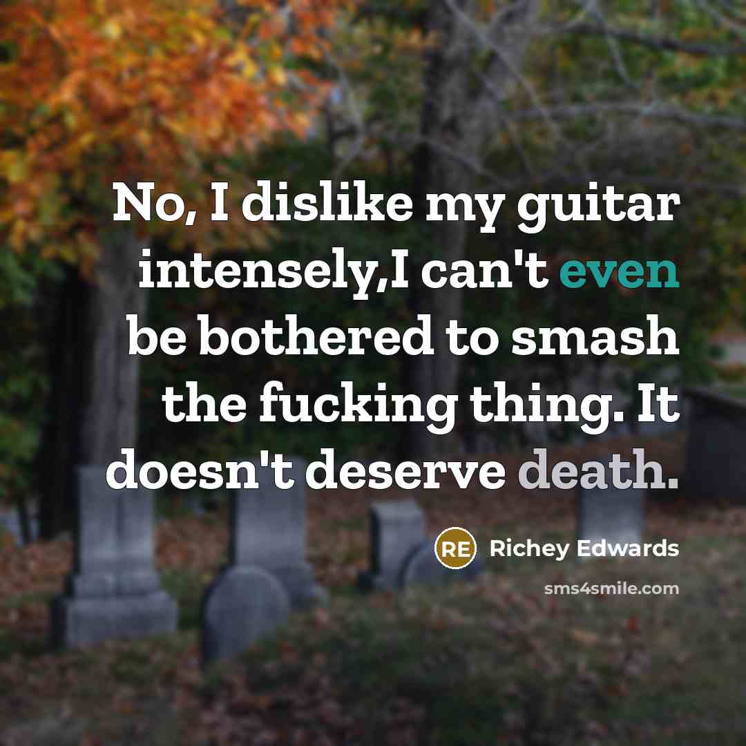 “No, I dislike my guitar intensely,I can't even be bothered…” quote by Richey Edwards