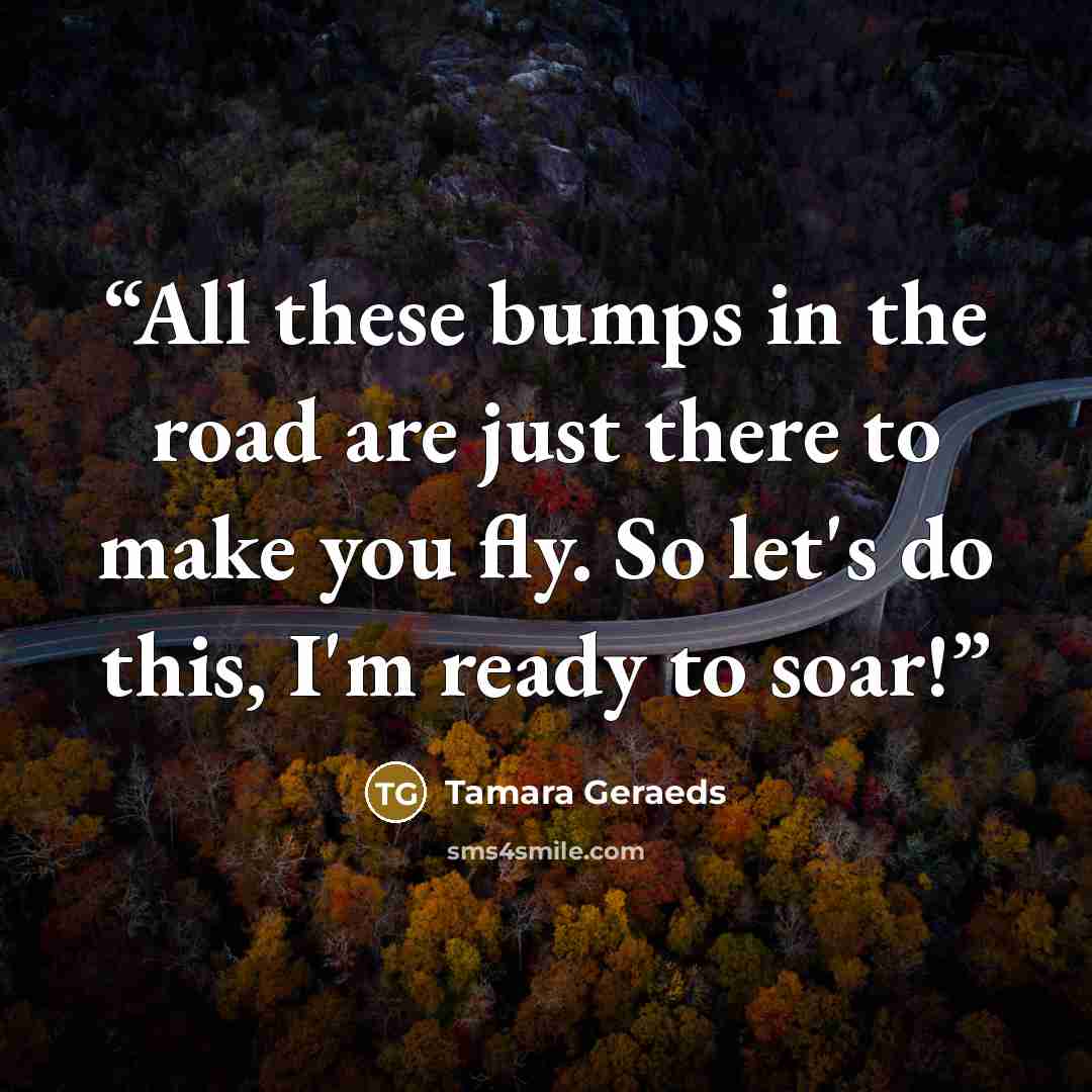 “All these bumps in the road are just there to make you fly. So let's do this, I'm ready to soar!” quote by Tamara Geraeds