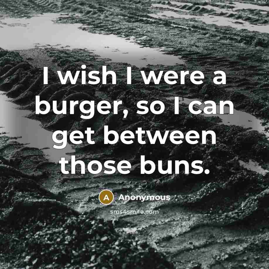 “I wish I were a burger, so I can get between those buns.” quote by Anonymous