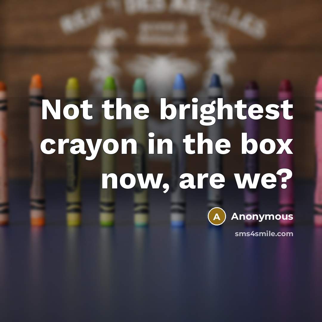 “Not the brightest crayon in the box now, are we?…” quote by Anonymous